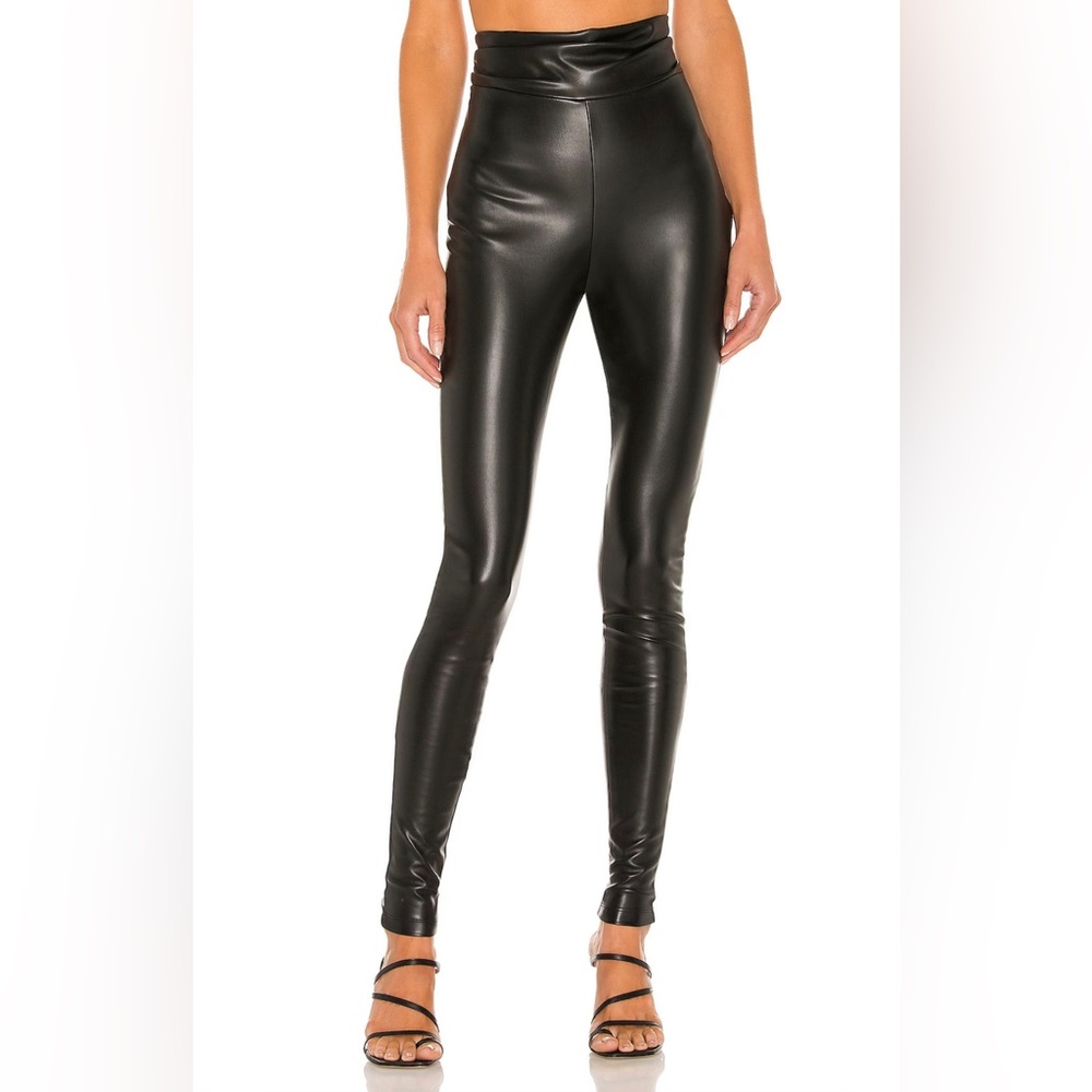 Nookie High Rise Faux Leather Skinny Pants Matte Black Size Large Revolve NWT